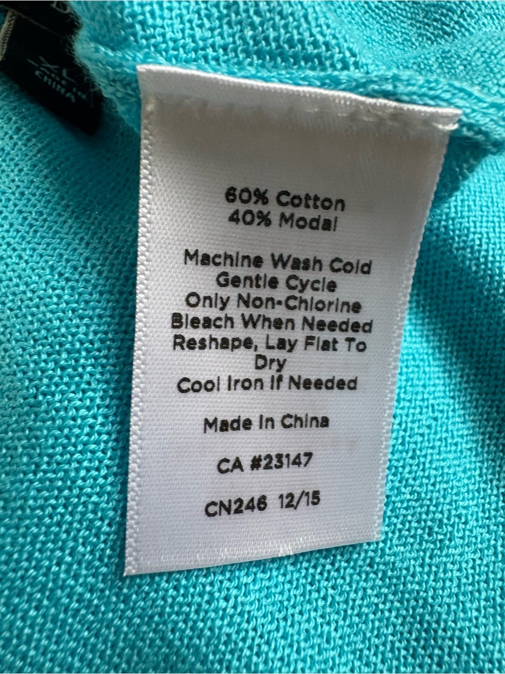 Talbots XL Turquoise Open Front Cropped Cardigan Cotton Modal Lightweight - Picture 8 of 8